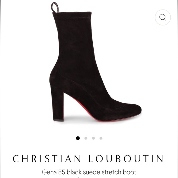 Auth Christian Louboutin Suede Stretch Mid  Gena 85 Boots . Eu 37.5 US 7.5 - Picture 6 of 17